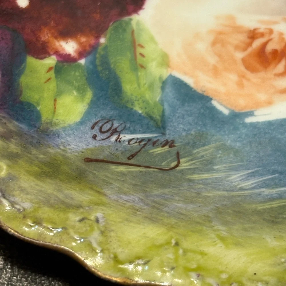 Antique signed hand painted Limoges 6” plate. *